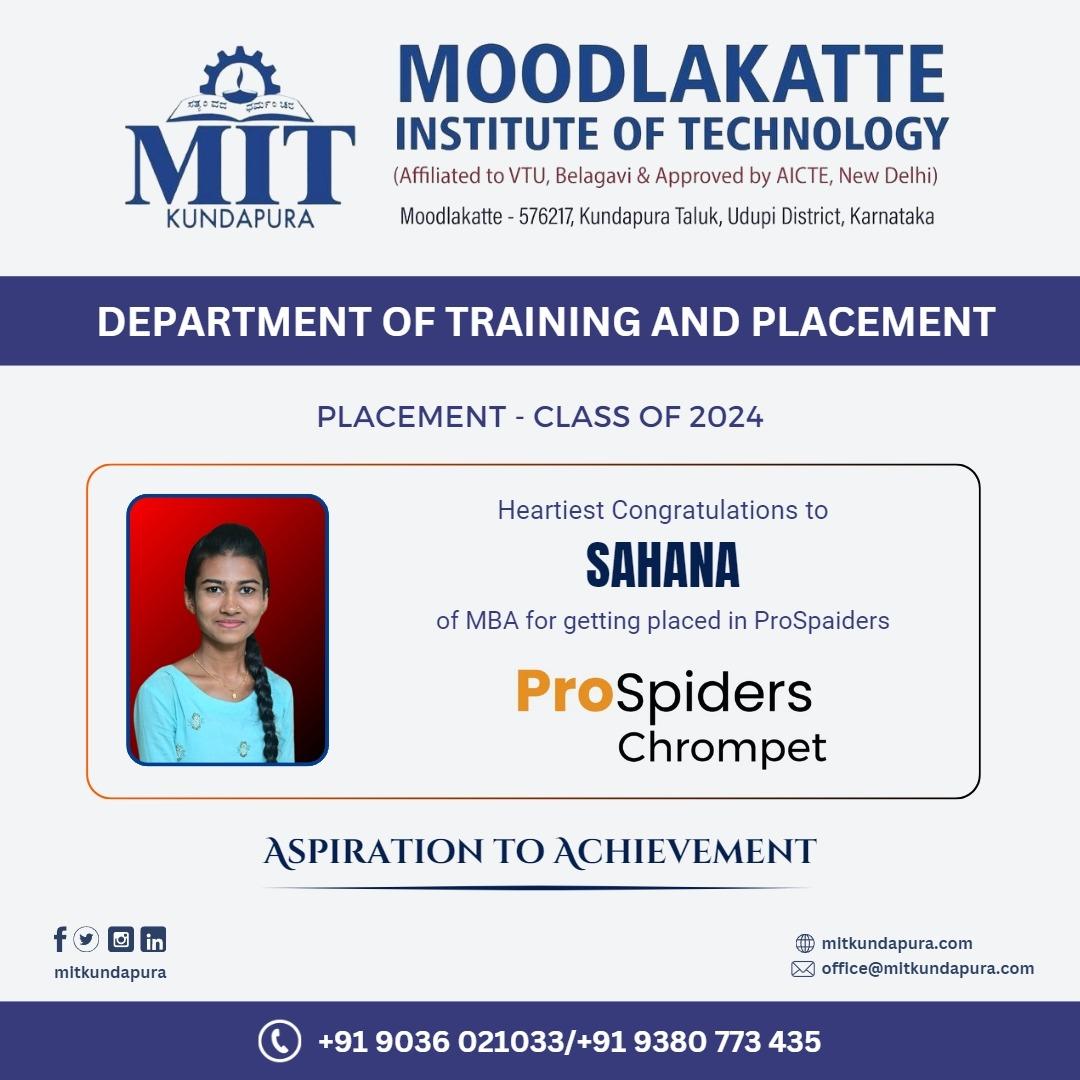 MITK MBA Students placement